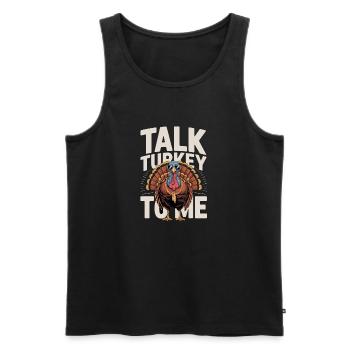 Parlez-moi de la dinde Dicton de Thanksgiving en dinde - Débardeur bio Premium Homme - noir - Devant - AI Model Male 178 light (178cm)
