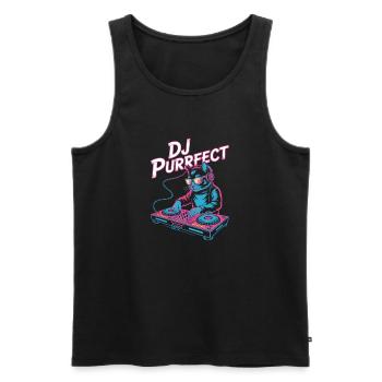 DJ PURRRFECT Katze DJ Mit Mischpult Rave - Männer Premium Bio Tank Top - Schwarz - Vorne - AI Model Male 178 light (178cm)