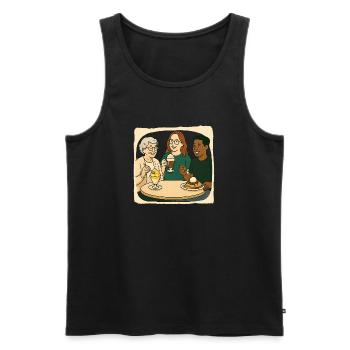Oma Karin - im Eis Cafe - Débardeur bio Premium Homme - noir - Devant - Michal (187cm)