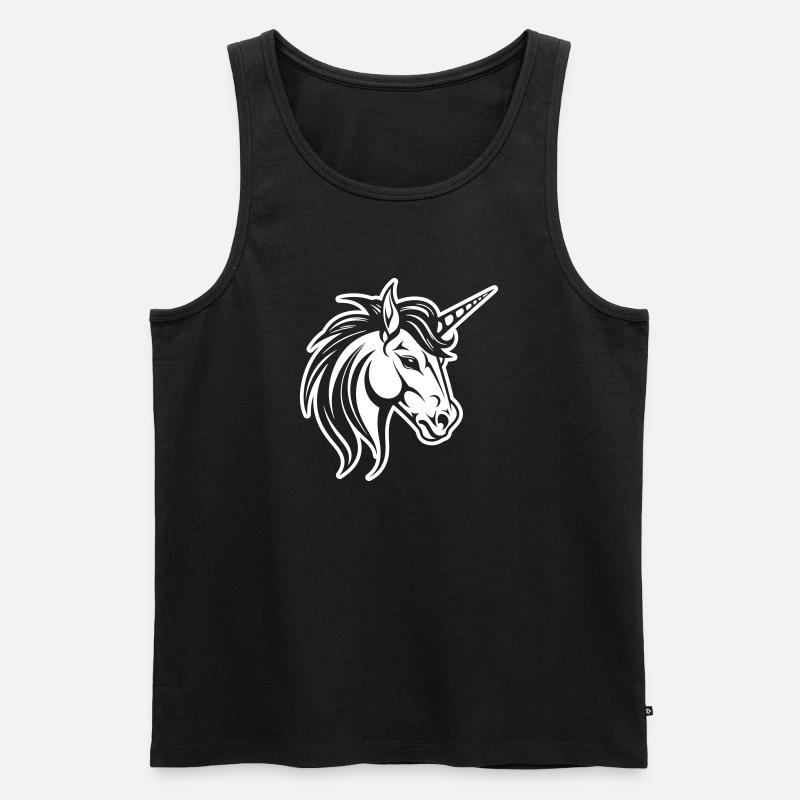 Einhorn Kopf - Männer Premium Bio Tank Top - Schwarz