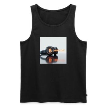 Beatcoin Kopfhörer Crypto Vibe - Männer Premium Bio Tank Top - Schwarz - Vorne - AI Model Male 178 light (178cm)