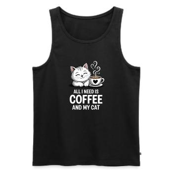 All I Need Is Coffee and Cat - Men's Premium Organic Tank Top - black - Front - Michal (187cm)
