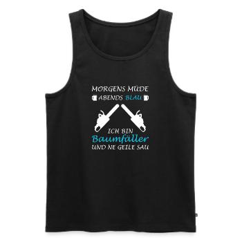 Forestry worker lumberjack forester felling trees - Men's Premium Organic Tank Top - black - Front - AI Model Male 178 light (178cm)