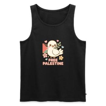 Palestine Libre - Free Palestine - Débardeur bio Premium Homme - noir - Devant - Michal (187cm)
