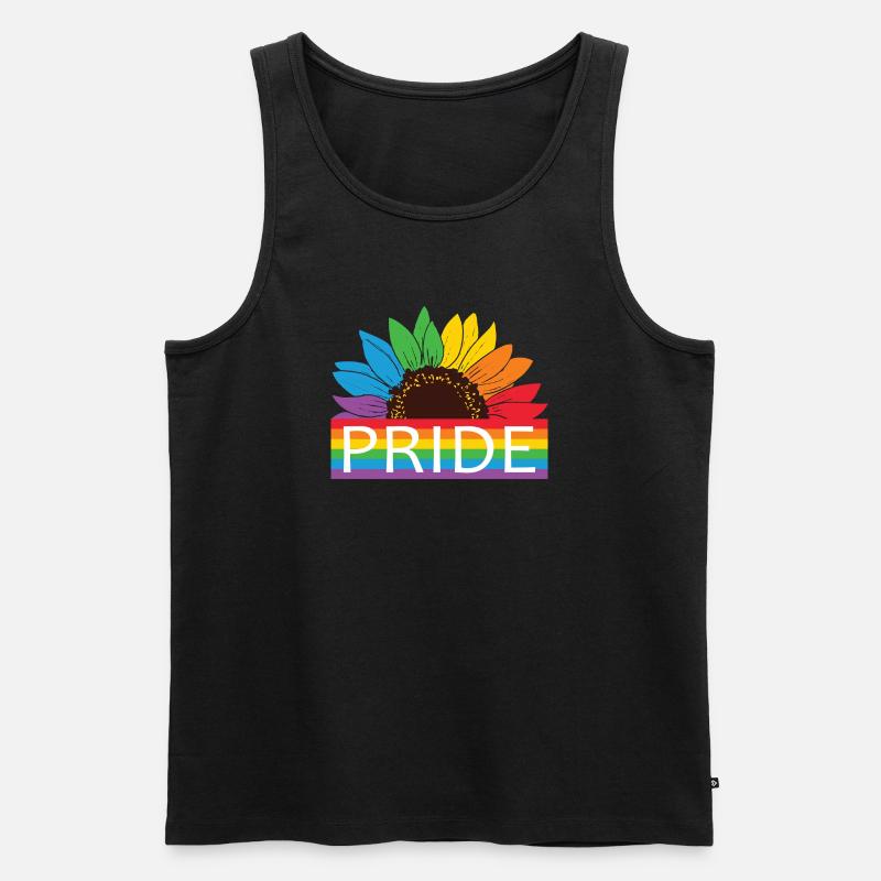 Pride Sonnenblume Rainbow - Männer Premium Bio Tank Top - Schwarz
