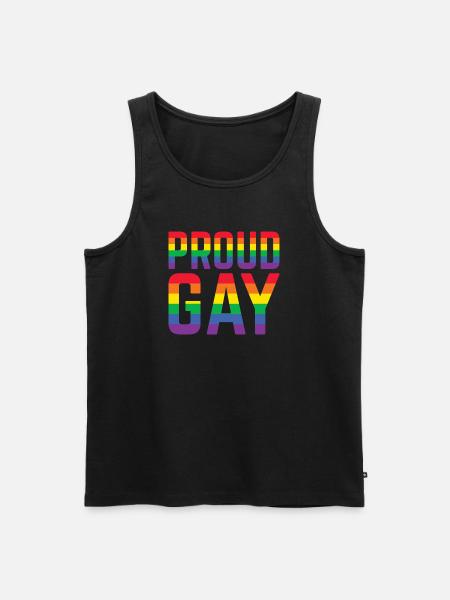 Proud Gay Rainbow Lettering - Men's Premium Organic Tank Top - black