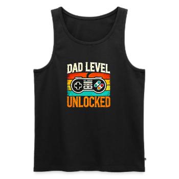 Dad Level Unlocked Retro Controller, Fathers  - Men's Premium Organic Tank Top - black - Front - AI Model Male 178 light (178cm)