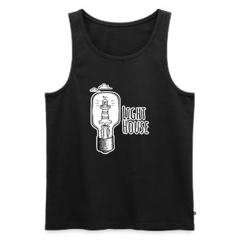 Leutchtturm in einer Glühbirne - Light-House - Men's Premium Organic Tank Top - black - Front - AI Model Male 178 light (178cm)