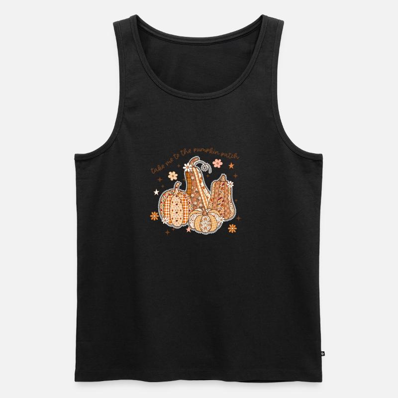 Patchwork Kürbis Patch - Männer Premium Bio Tank Top - Schwarz