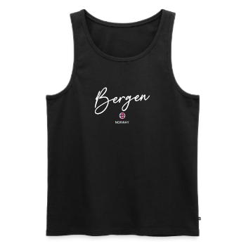 Bergen - Norway Flag Lettering - Norge - Norwegen - Men's Premium Organic Tank Top - black - Front - Michal (187cm)