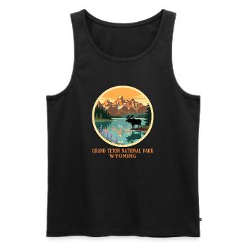 Chemise du parc national de Grand Teton, Wyoming, États-Unis - Débardeur bio Premium Homme - noir - Devant - Michal (187cm)