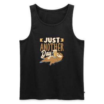 Sea Otter Cartoon Funny Word Game Otter - Men's Premium Organic Tank Top - black - Front - Michal (187cm)