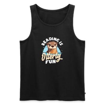 Sea Otter Cartoon Reading - Men's Premium Organic Tank Top - black - Front - AI Model Male 178 light (178cm)