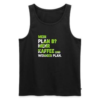 Mehr Kaffee statt Plan B - Männer Premium Bio Tank Top - Schwarz - Vorne - Michal (187cm)