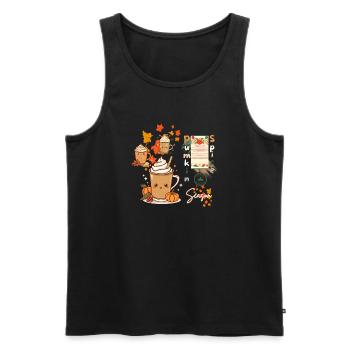 Kürbisgewürz-Saison - Männer Premium Bio Tank Top - Schwarz - Vorne - AI Model Male 178 light (178cm)