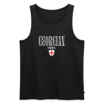 Géorgien d’origine, j’adore la Géorgie - Débardeur bio Premium Homme - noir - Devant - AI Model Male 178 light (178cm)