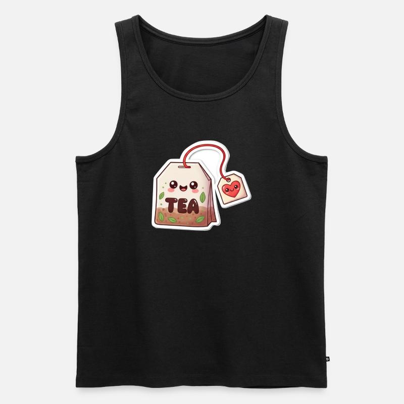Kawaii Teebeutel Herzdesign - Männer Premium Bio Tank Top - Schwarz