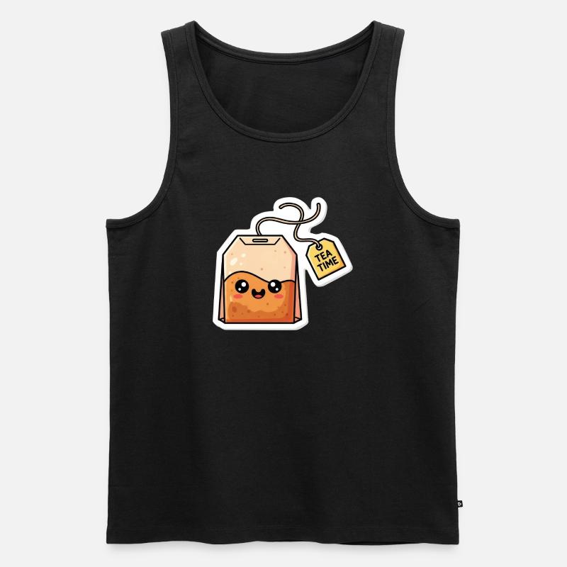 Kawaii Teebeutel Tea Time - Männer Premium Bio Tank Top - Schwarz