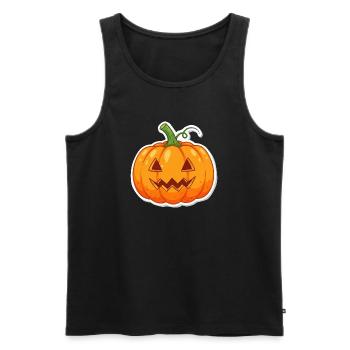 Happy Halloween Pumpkin Sticker - Men's Premium Organic Tank Top - black - Front - Michal (187cm)