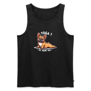 Hund Bulldogge Yoga Down Hund - Männer Premium Bio Tank Top - Schwarz - Vorne - AI Model Male 178 light (178cm)