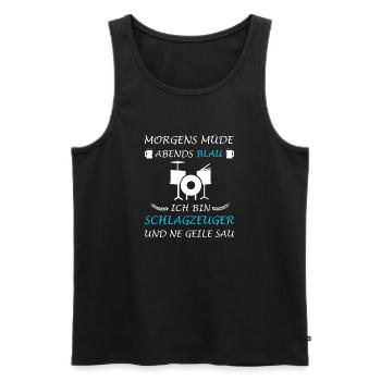 Schlagzeuger Musik Drums Schlagzeug Spruch - Männer Premium Bio Tank Top - Schwarz - Vorne - Michal (187cm)