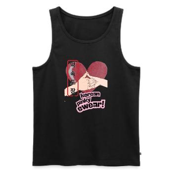 Korean Pinky Swear Promise – 약속도장 Design - Men's Premium Organic Tank Top - black - Front - AI Model Male 178 light (178cm)