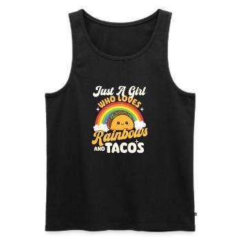 Juste une fille qui aime les arcs-en-ciel et les tacos - Débardeur bio Premium Homme - noir - Devant - Michal (187cm)