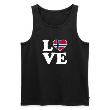 Love - Norway Flag - Norge - Norwegen - Men's Premium Organic Tank Top - black - Front - AI Model Male 178 light (178cm)
