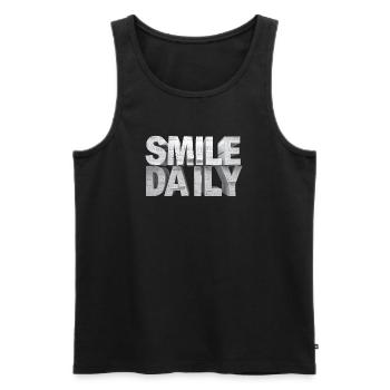 Smile daily – Monumental calendar letters - Men's Premium Organic Tank Top - black - Front - AI Model Male 178 light (178cm)