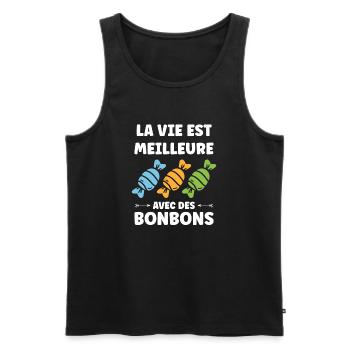 Life is better with candy - Men's Premium Organic Tank Top - black - Front - AI Model Male 178 light (178cm)