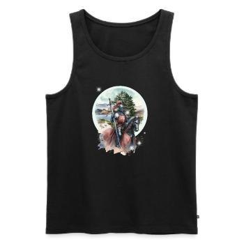 Mittelalter Ritter Krieger König Pferd Kinder - Männer Premium Bio Tank Top - Schwarz - Vorne - AI Model Male 178 light (178cm)