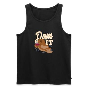 Loutre de mer dessin animé barrage il - Débardeur bio Premium Homme - noir - Devant - Michal (187cm)