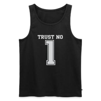 Trust No One 1 Bold Typography - Men's Premium Organic Tank Top - black - Front - AI Model Male 178 light (178cm)