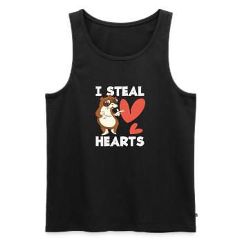 Sea Otter Cartoon Heart I Steal - Men's Premium Organic Tank Top - black - Front - Michal (187cm)