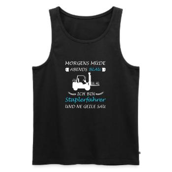 Staplerfahrer Stapler Lager Sprüche Logistik - Männer Premium Bio Tank Top - Schwarz - Vorne - Michal (187cm)