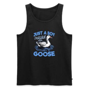 Funny Bird Goose - Men's Premium Organic Tank Top - black - Front - AI Model Male 178 light (178cm)