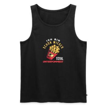 Totally underpommest encore une fois – blague sur les frites - Débardeur bio Premium Homme - noir - Devant - Michal (187cm)