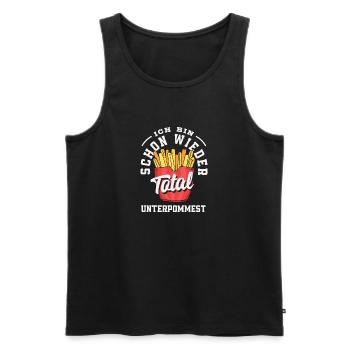 Totally underpommest encore une fois – blague sur les frites - Débardeur bio Premium Homme - noir - Devant - Michal (187cm)