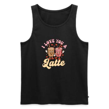 I Love You A Latte Cute Coffee Wortspiel - Männer Premium Bio Tank Top - Schwarz - Vorne - AI Model Male 178 light (178cm)