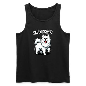 Samoyed Fluff Power Smile Fluffy Dog - Men's Premium Organic Tank Top - black - Front - AI Model Male 178 light (178cm)