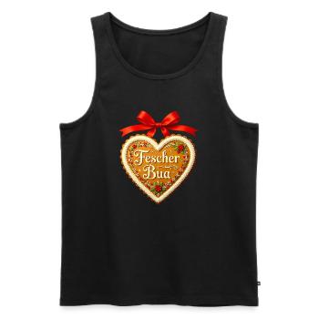 Bayern Tracht lustig Fescher Bua Lebkuchenherz  - Männer Premium Bio Tank Top - Schwarz - Vorne - AI Model Male 178 light (178cm)