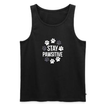 Stay Pawsitive Pfotenabdrücke T-Shirt - Männer Premium Bio Tank Top - Schwarz - Vorne - AI Model Male 178 light (178cm)