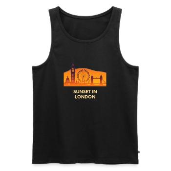 Sonnenuntergang London Skyline Silhouette  - Männer Premium Bio Tank Top - Schwarz - Vorne - AI Model Male 178 light (178cm)