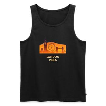 London Vibes Skyline Silhouette City  - Männer Premium Bio Tank Top - Schwarz - Vorne - AI Model Male 178 light (178cm)