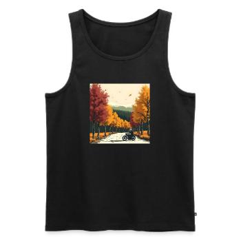 Block-Print Tree Row + Bike - Men's Premium Organic Tank Top - black - Front - AI Model Male 178 light (178cm)
