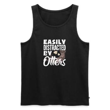 Easily distracted by sea otter cartoon - Men's Premium Organic Tank Top - black - Front - Michal (187cm)