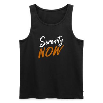 Serenity Now, Typography with a Brush - Men's Premium Organic Tank Top - black - Front - AI Model Male 178 light (178cm)