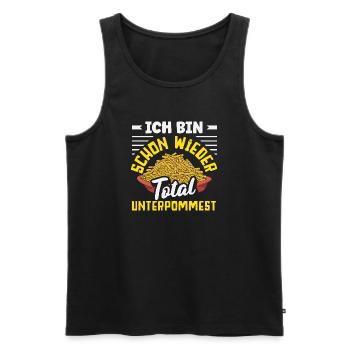 Totally underpommest encore une fois – blague sur les frites - Débardeur bio Premium Homme - noir - Devant - Michal (187cm)