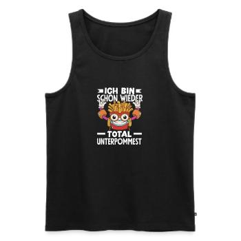 Totally underpommest encore une fois – blague sur les frites - Débardeur bio Premium Homme - noir - Devant - Michal (187cm)
