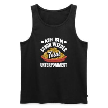 Totally underpommest encore une fois – blague sur les frites - Débardeur bio Premium Homme - noir - Devant - AI Model Male 178 light (178cm)